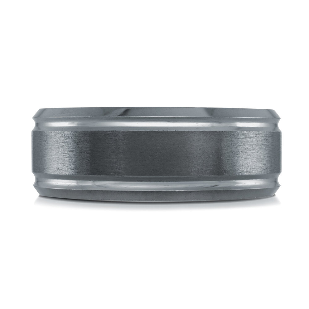 8mm Grey Tantalum Band with Beveled Edges