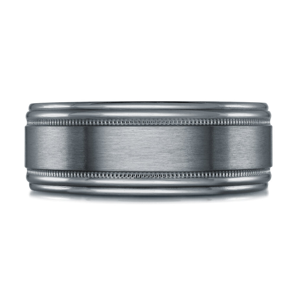 8mm Grey Tantalum Band with Milgrain Detailing