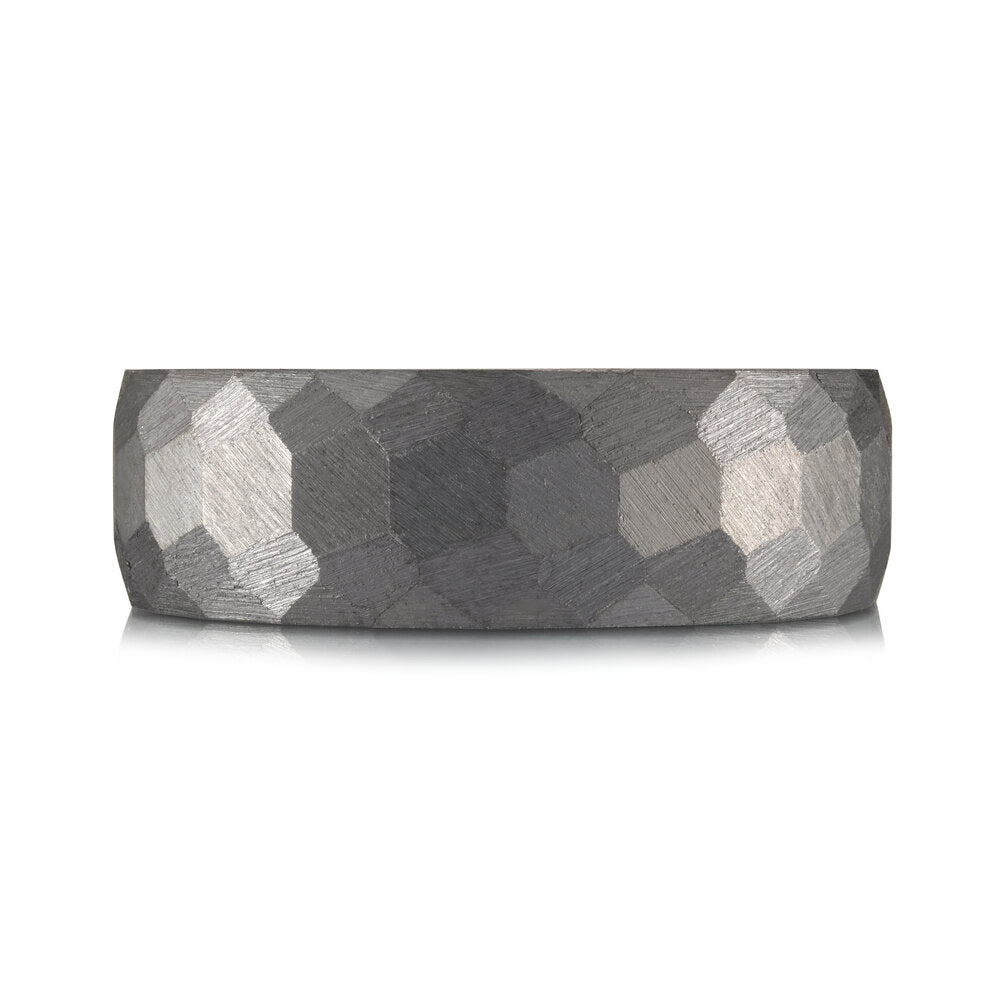 7mm Grey Hexagonal Hammered Tantalum Band
