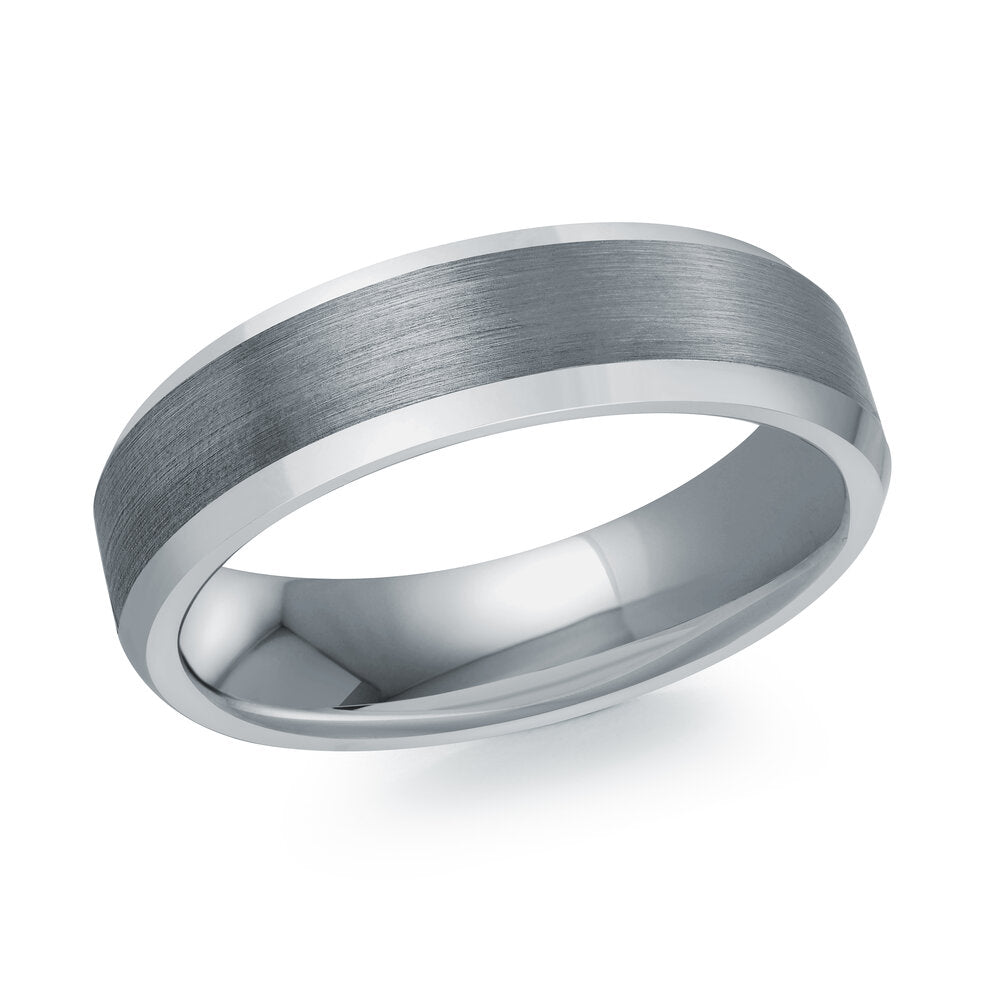 6mm Grey Tantalum Band with Satin Center and Beveled Edges