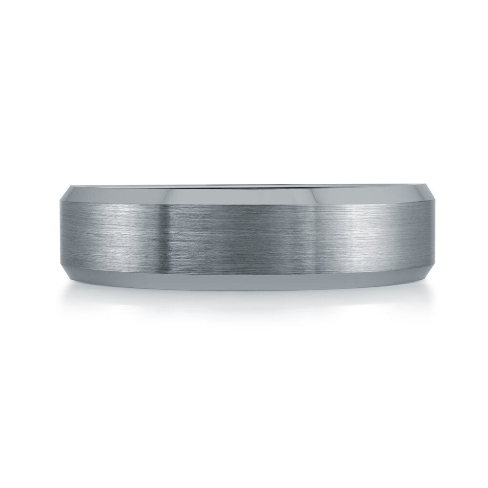 6mm Grey Tantalum Band with Satin Center and Beveled Edges