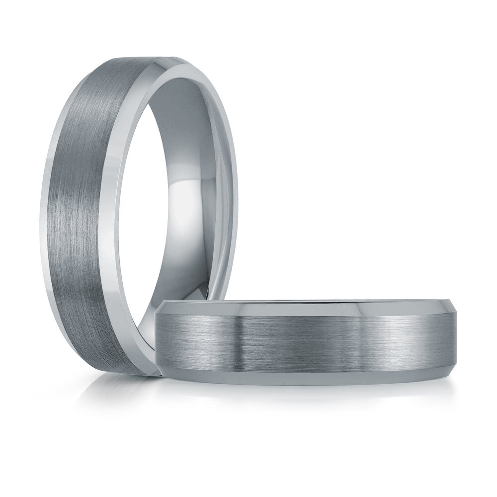 6mm Grey Tantalum Band with Satin Center and Beveled Edges