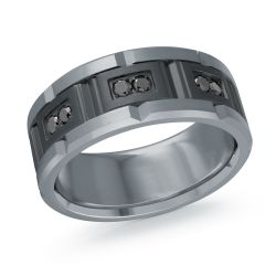 9mm Grey Titanium/Black Tantalum Band with Black Diamonds
