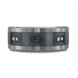 9mm Grey Titanium/Black Tantalum Band with Black Diamonds