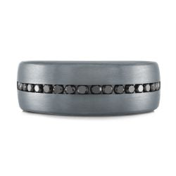 7.5mm Grey Tantalum Band with Black Center Diamond Channel