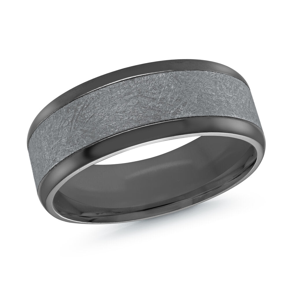 8mm Tantalum Band Wire Brushed Zircon Center