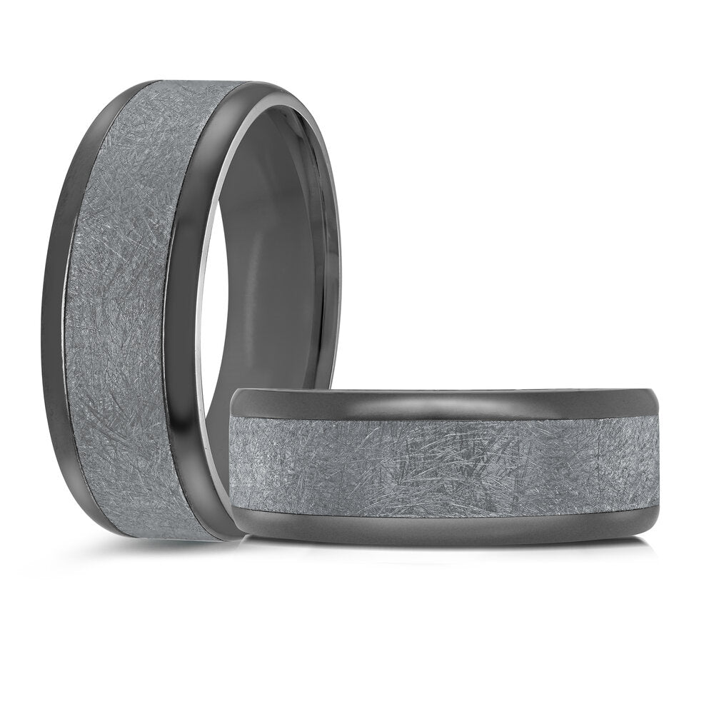 8mm Tantalum Band Wire Brushed Zircon Center