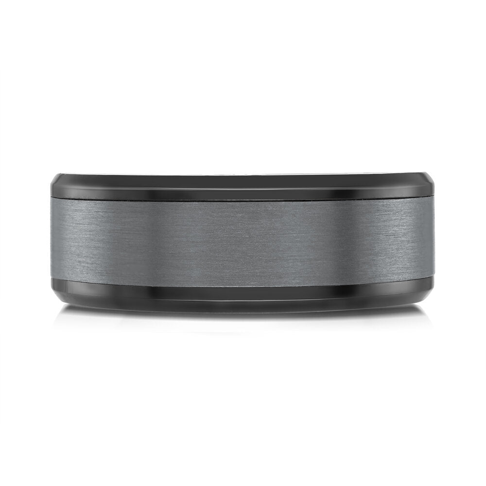 8mm Black Zircon Band with Grey Satin Center