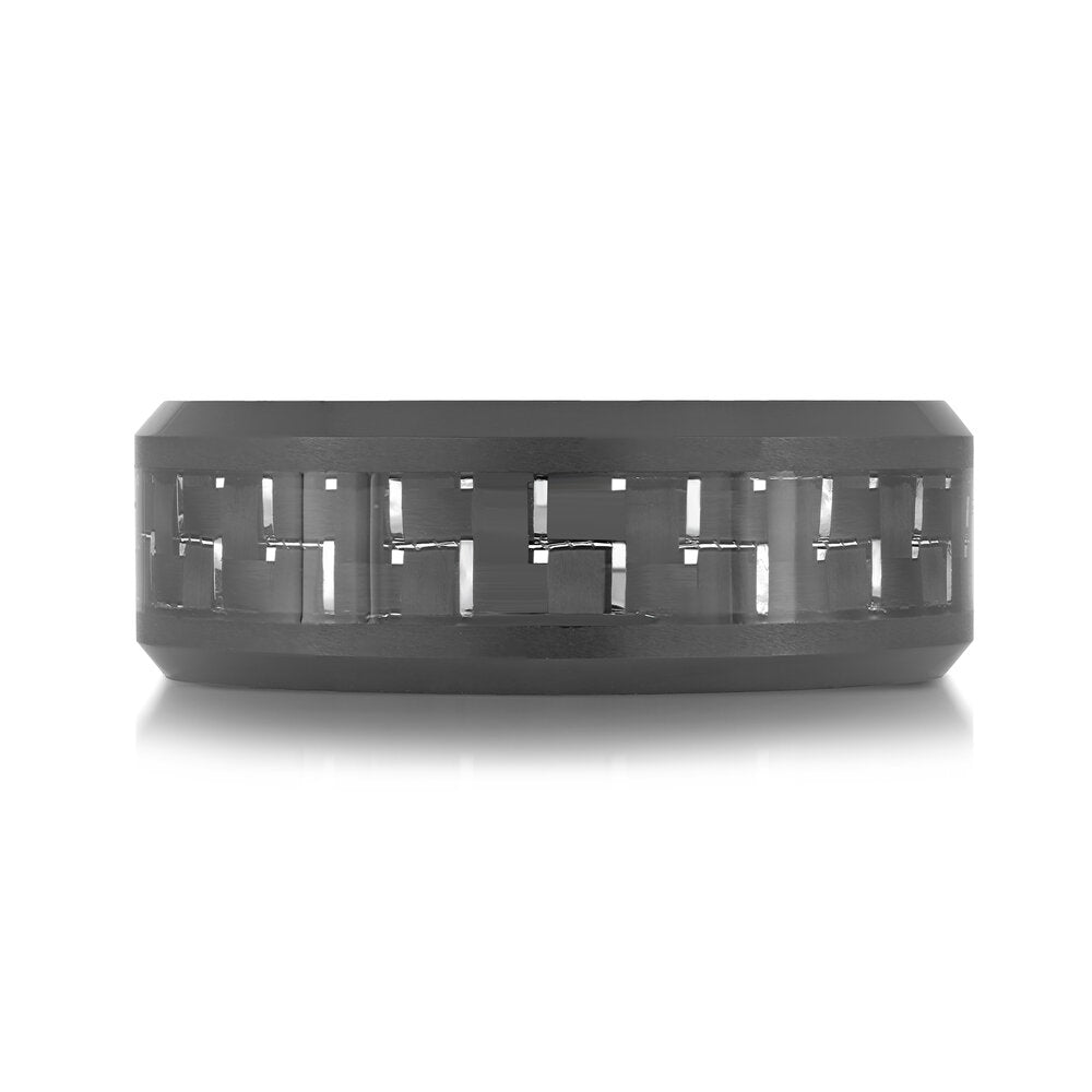 8mm Black Tungsten Band with Carbon Fiber Inlay