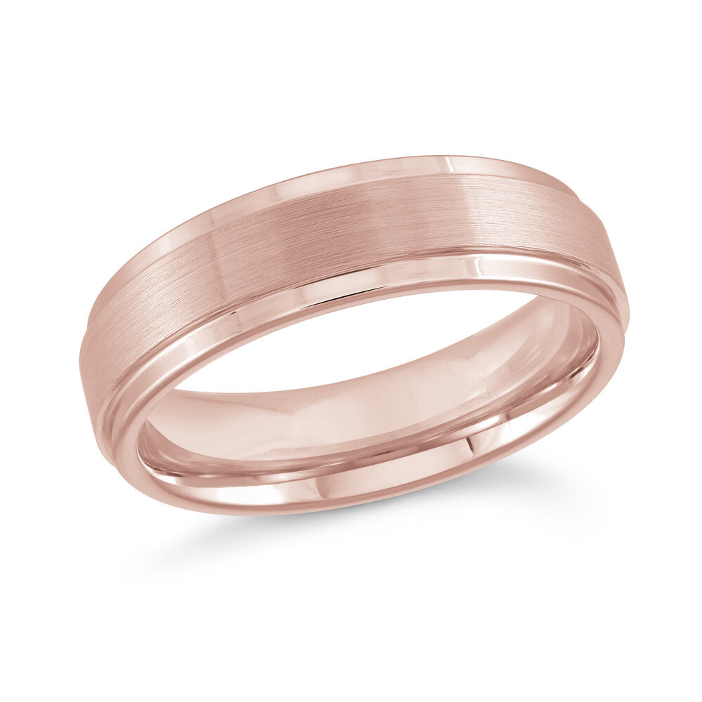 6mm Rose Gold Tungsten Band with Brushed Matte Finish & Drop Beveled Edges