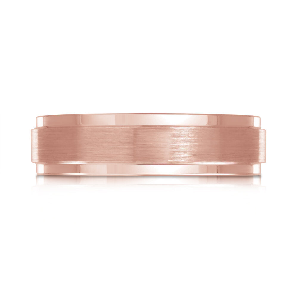 6mm Rose Gold Tungsten Band with Matte Finish & Beveled Edges