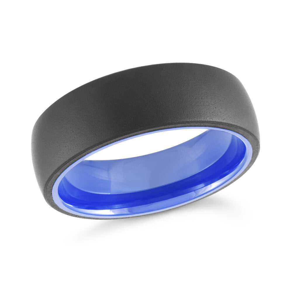 7mm Black Matte Tungsten Band with Blue Interior