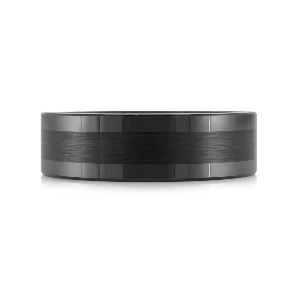 7mm Dark Polished Tungsten Band with Matte Black Center