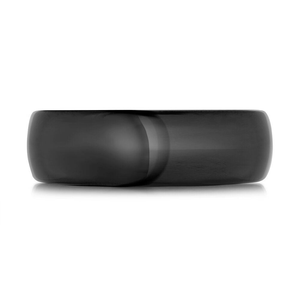 7mm Domed Black Tungsten Band with Rose Gold Interior