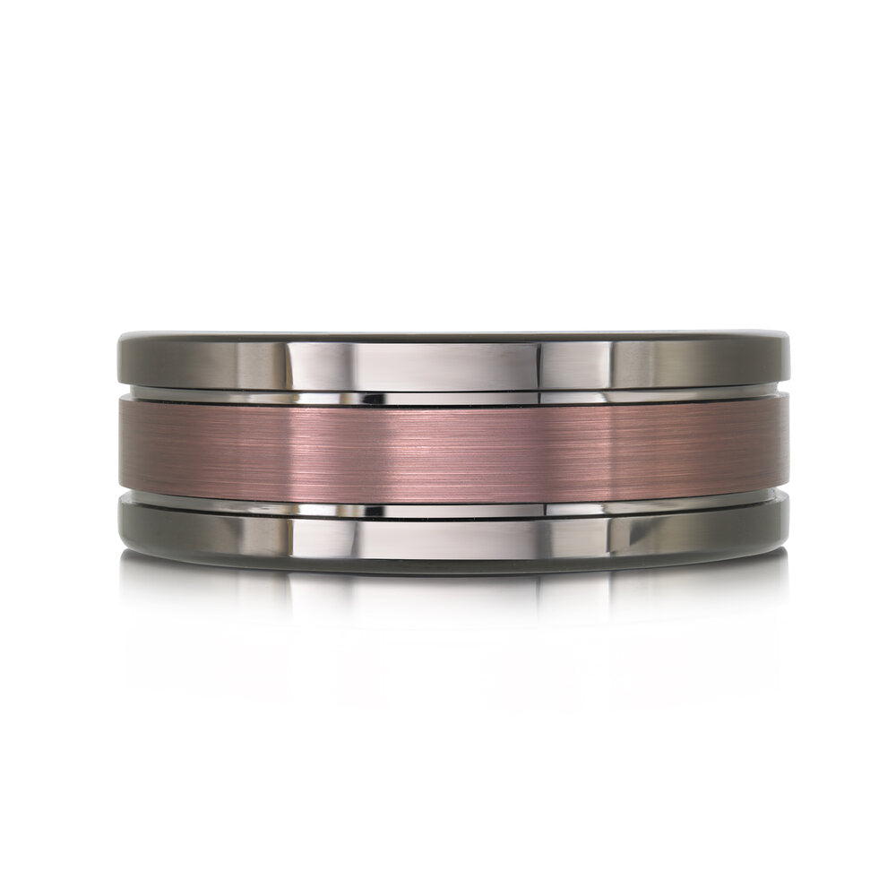 8mm Black Tungsten Band with Rose Center