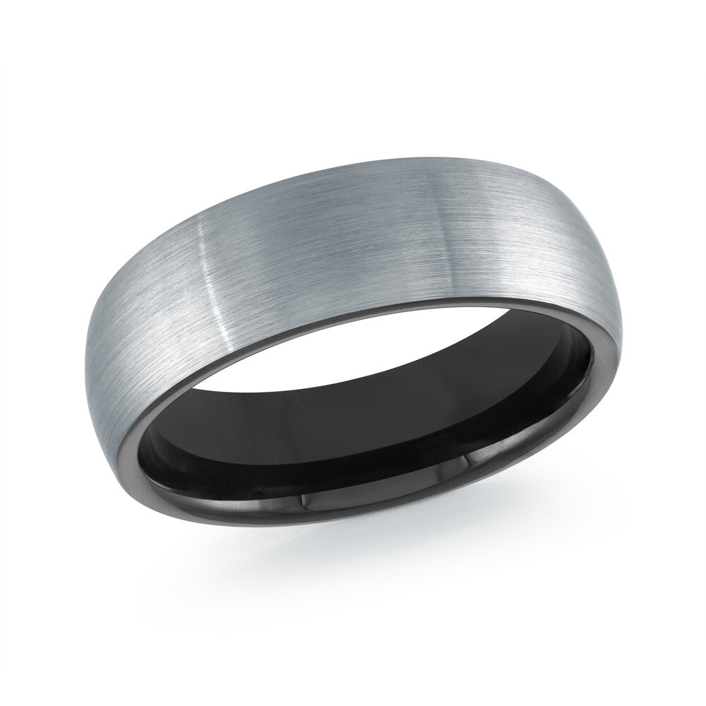 7mm White Satin Tungsten Band with Black Interior