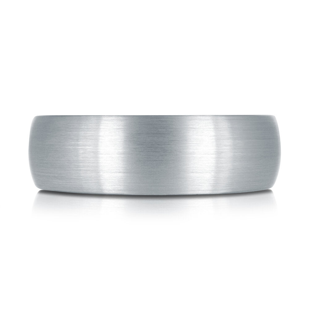 7mm White Satin Tungsten Band with Black Interior