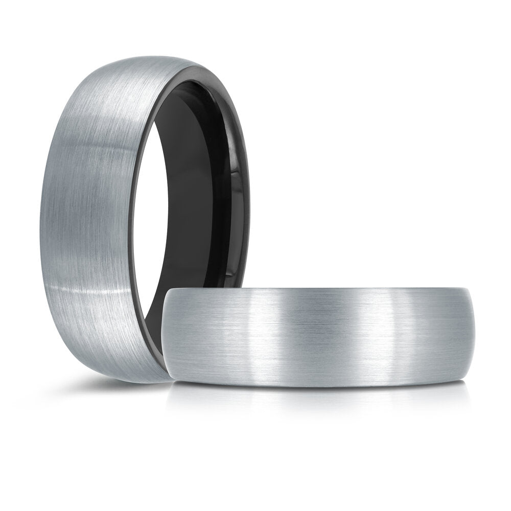 7mm White Satin Tungsten Band with Black Interior