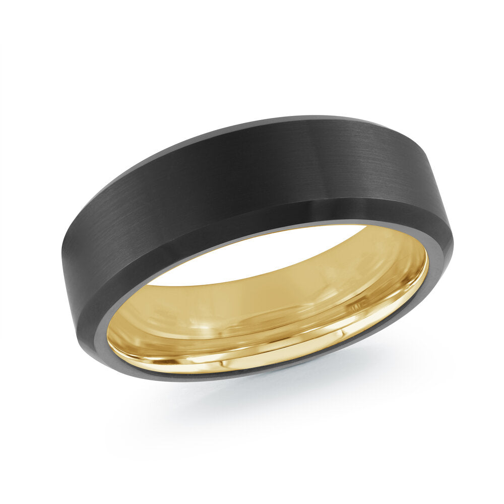 7mm Black Tungsten Band with Gold Interior