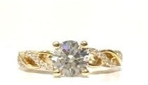 18KY Solitaire Semi Mount Engagement Ring w/ Diamond Twist Band