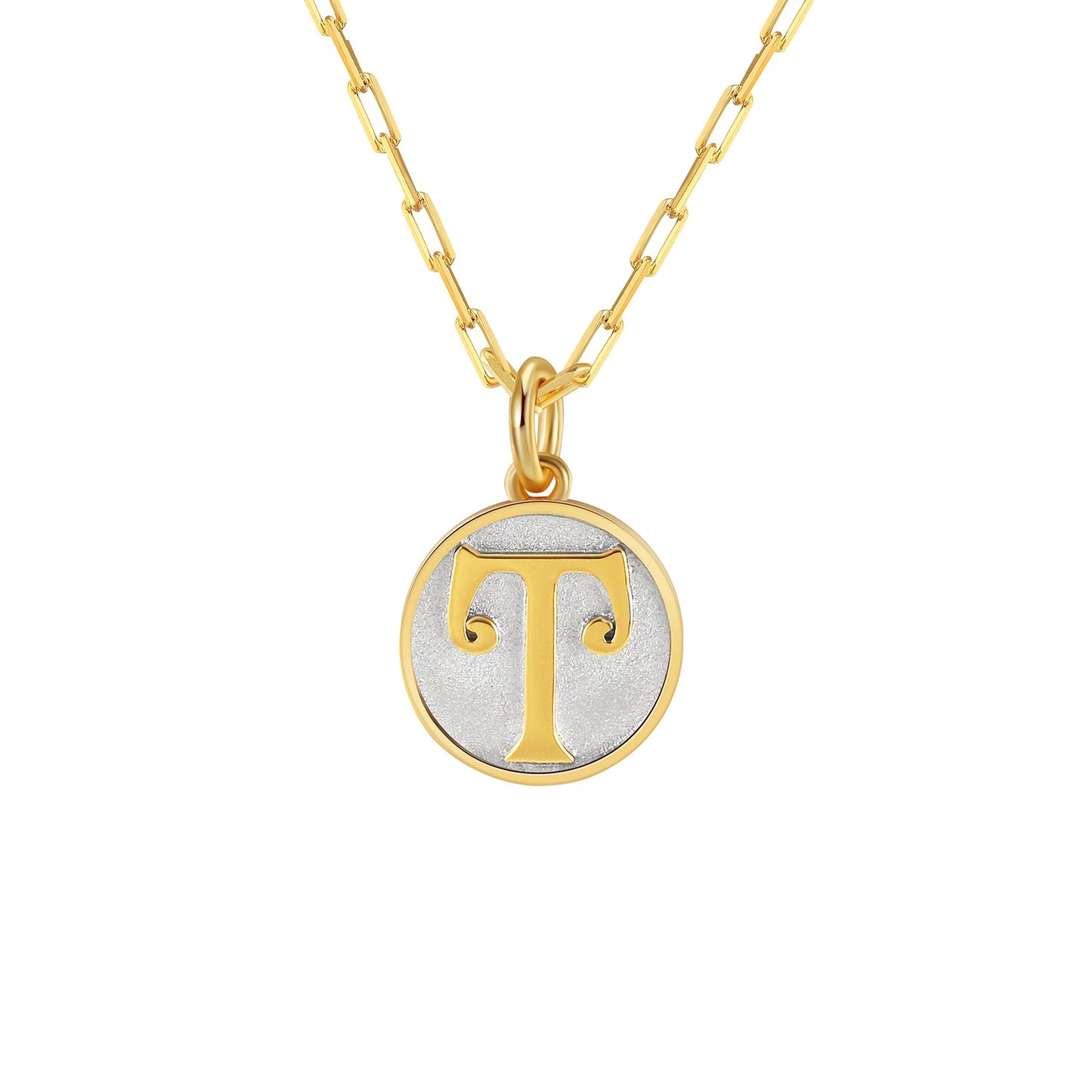 Saints Dainty Fancy T Initial Pendant Necklace