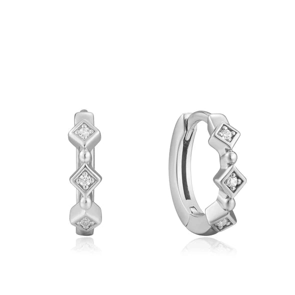Sparkle Huggie Hoops in Silver