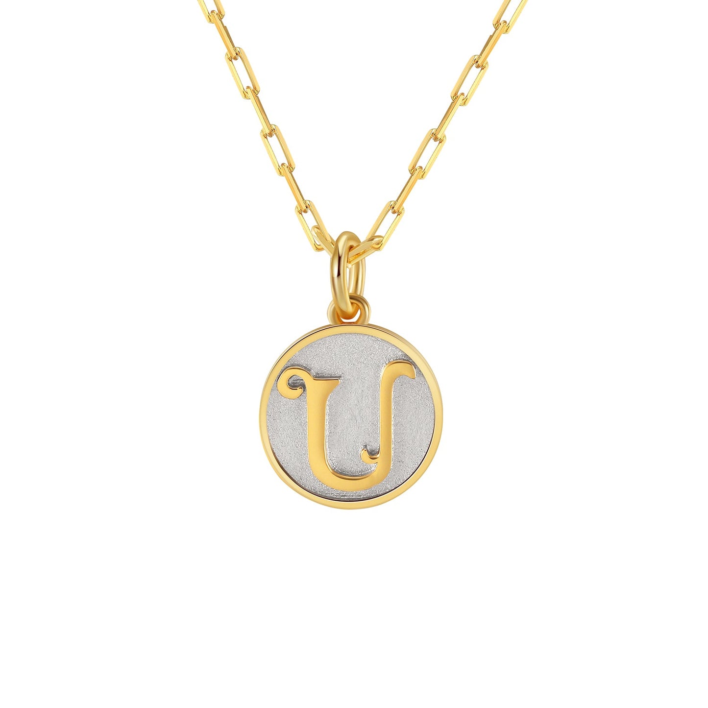 Saints Dainty Fancy U Initial Pendant Necklace