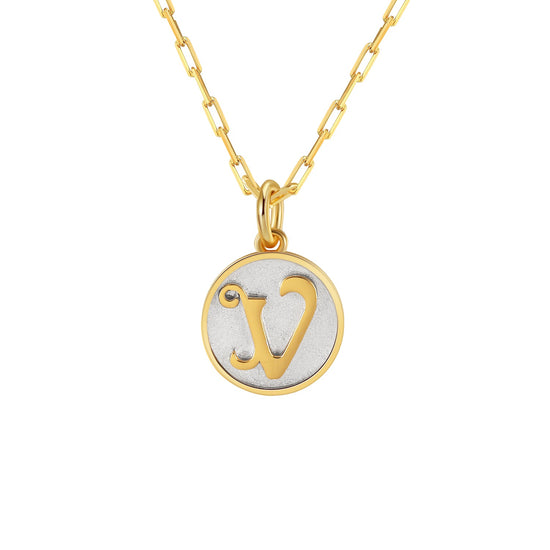 Saints Dainty Fancy V Initial Pendant Necklace