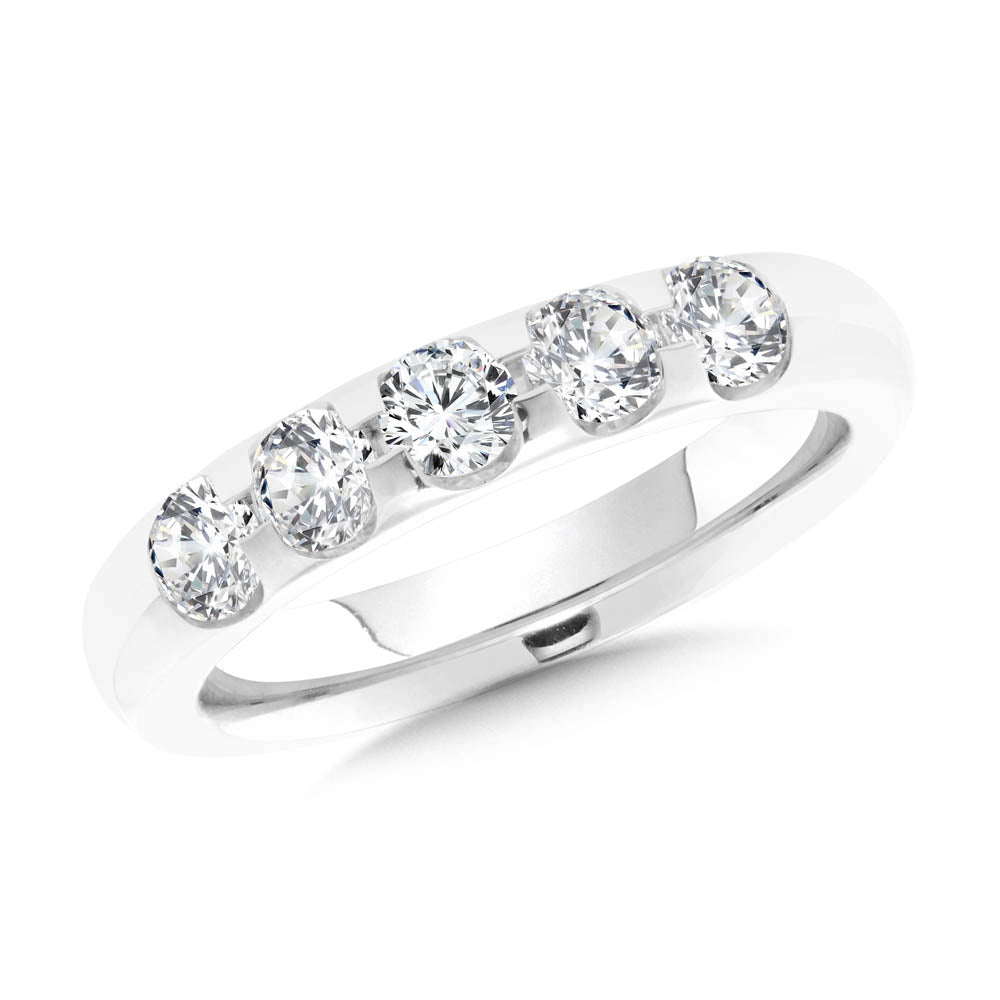 1.00ct 5-Stone Lab-Grown Diamond Anniversary Band in 14K White Gold
