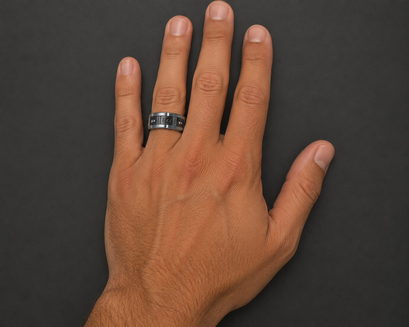 9mm Grey Titanium/Black Tantalum Band with Black Diamonds