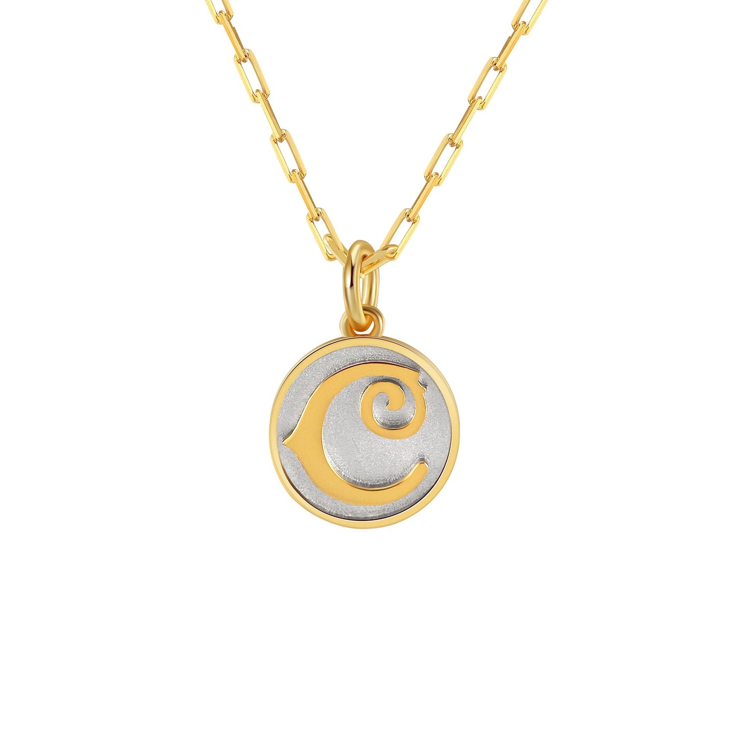 Saints Dainty Fancy C Initial Pendant Necklace