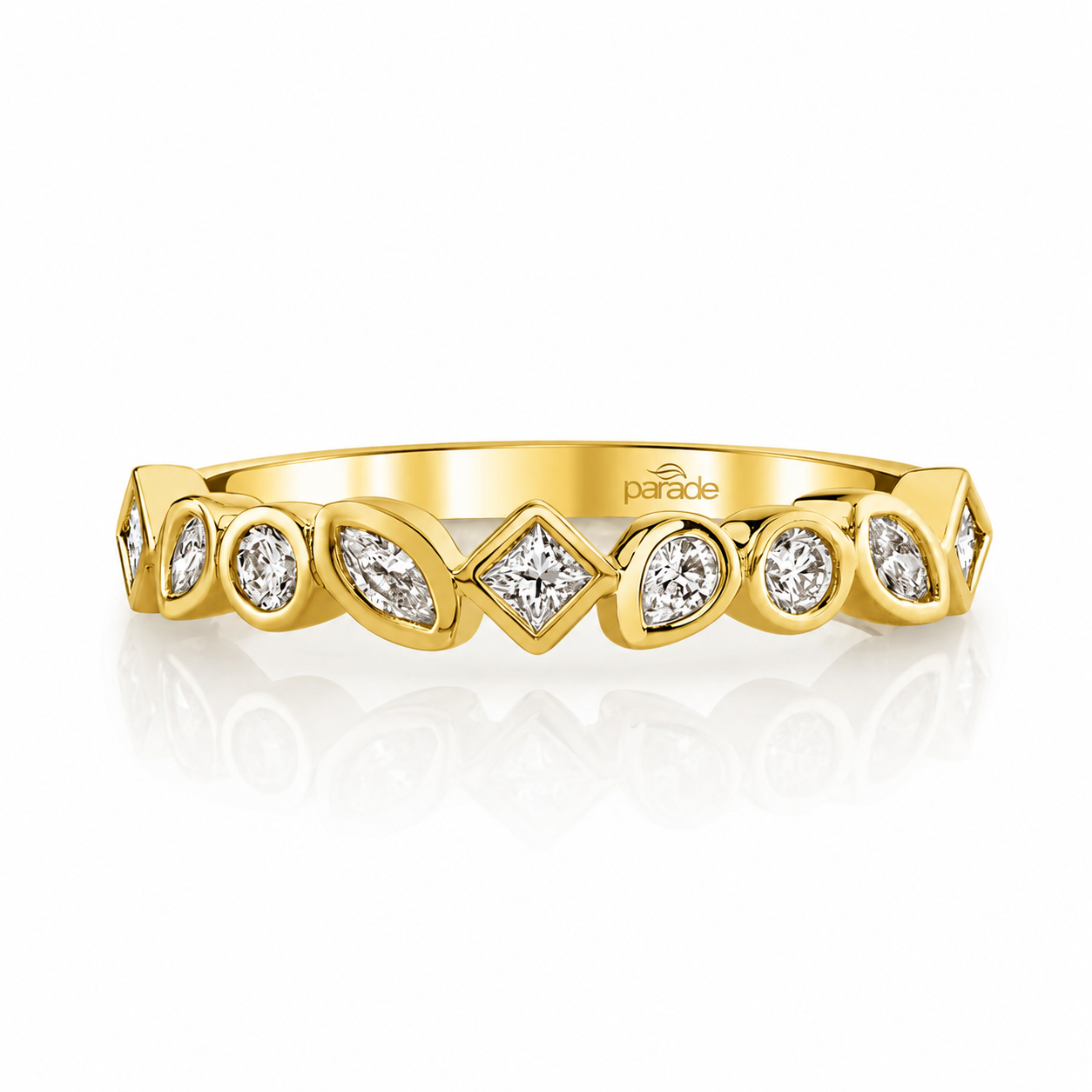 Multi Shapes Diamond Band in 14K Yellow Gold