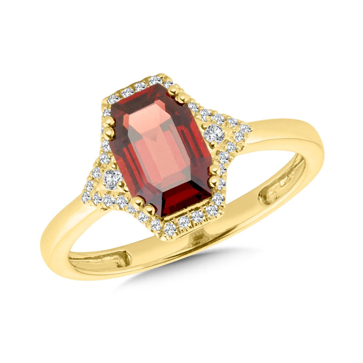 Garnet & Diamond Ring in 14KY