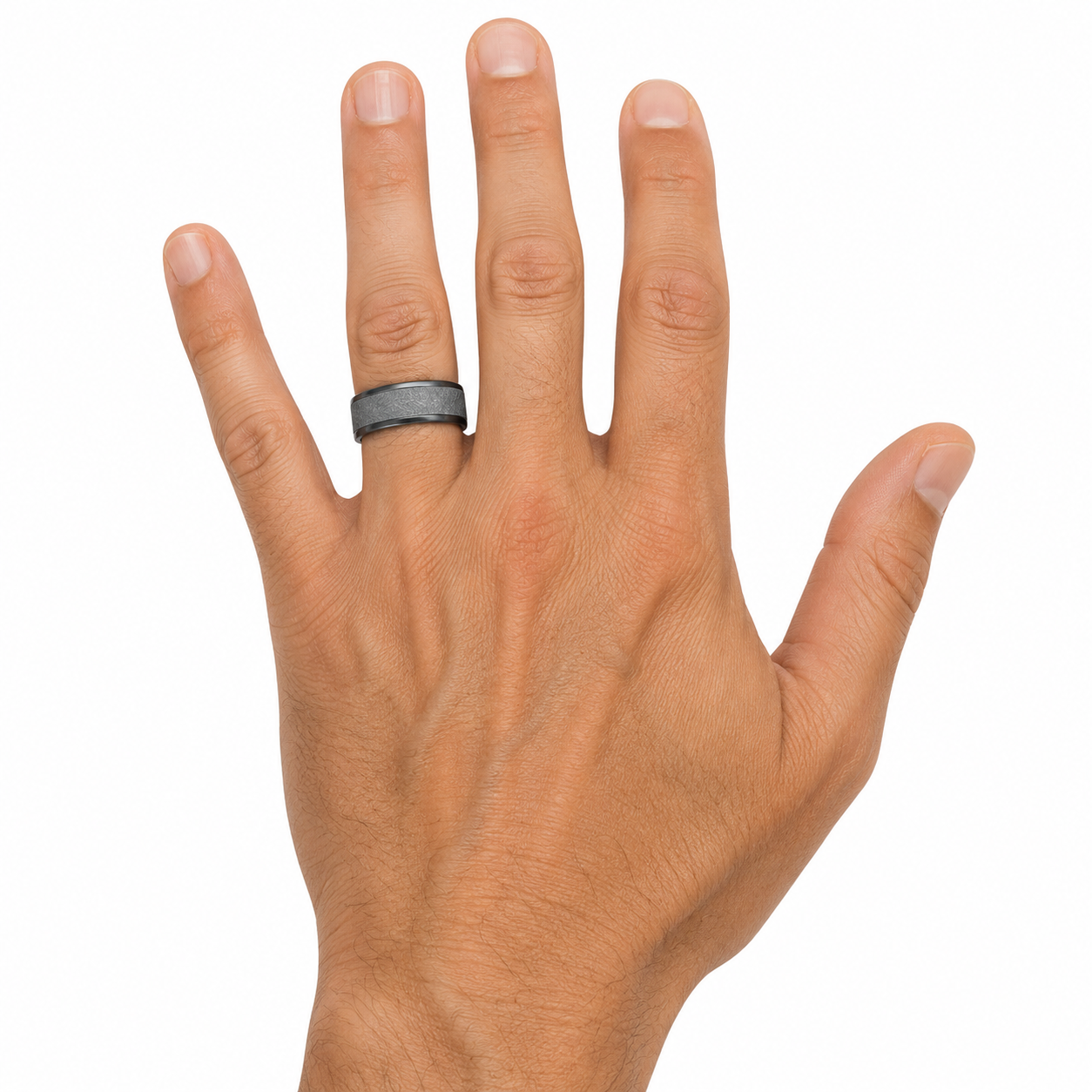 8mm Tantalum Band Wire Brushed Zircon Center
