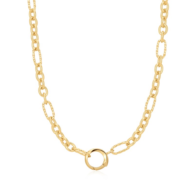Mixed Link Charm Connect Necklace in Gold
