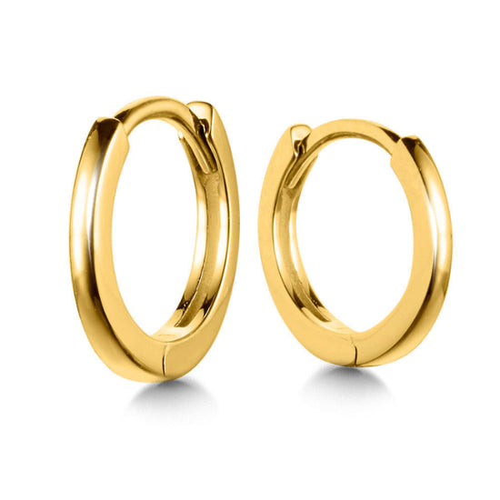 Gold hoop earrings on a white background