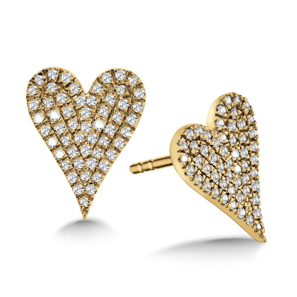 PAVÉ DIAMOND HEART EARRINGS in 10KY