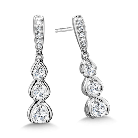 3-Stone LOVE MOMENTS Graduating Diamond Drop Earrings in 14KW