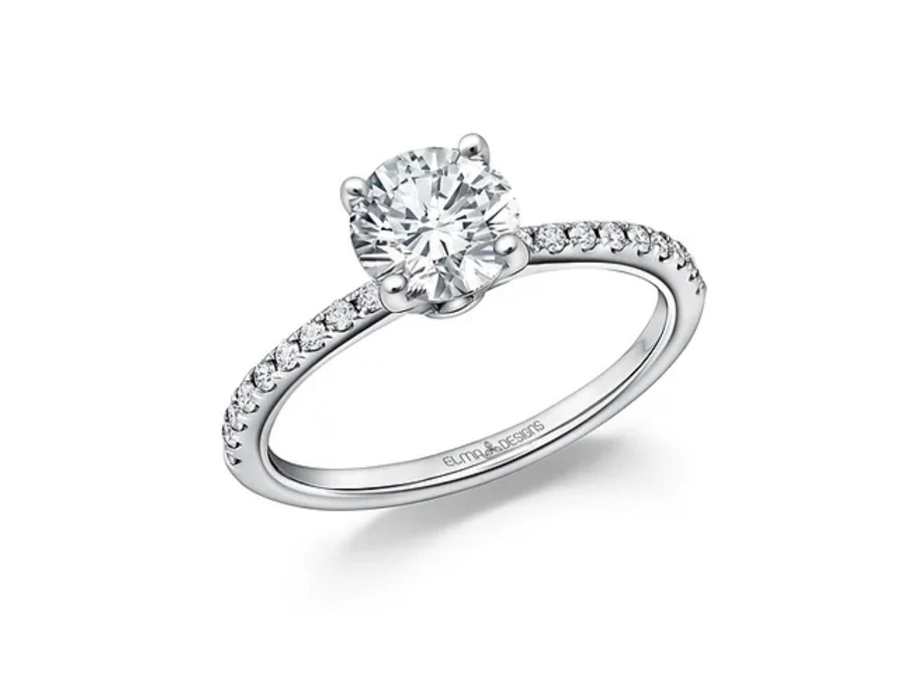 18KY Solitaire Semi-Mount Solitaire Engagement Ring w/ Thin Diamond Band