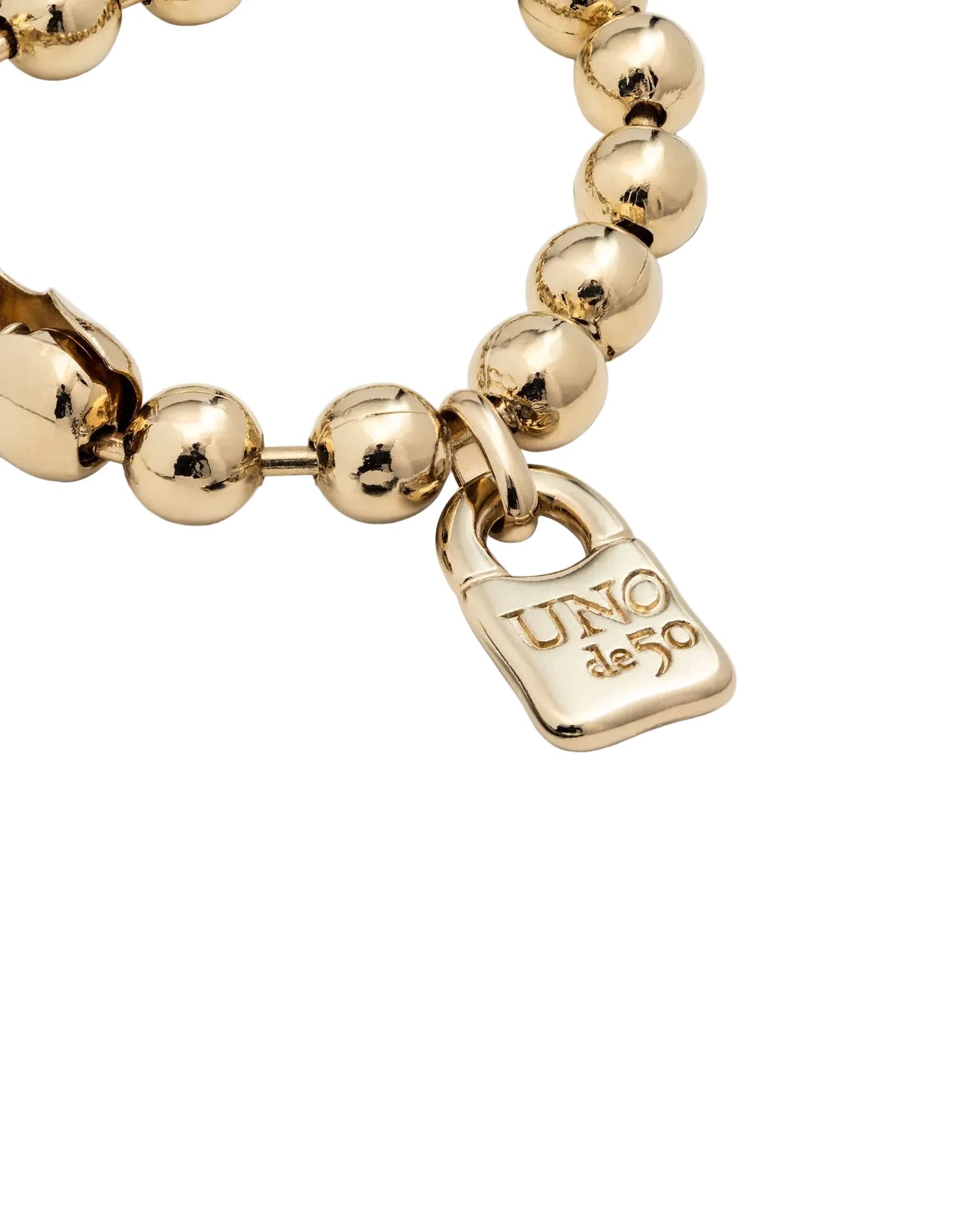 SNOWFLAKE Bead Bracelet w Padlock in Gold