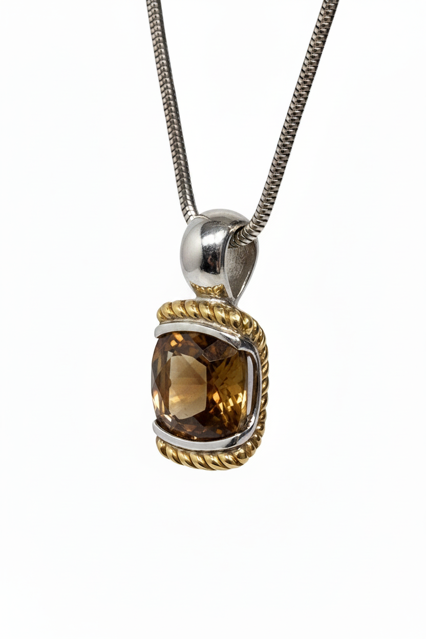 Honey Citrine Pendant - Angle