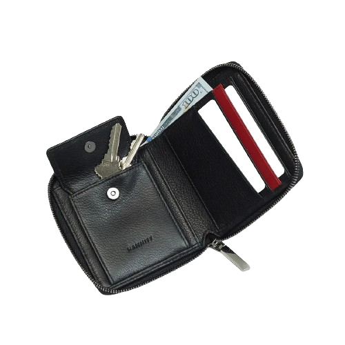 5 NORTH Compact Wallet in Black/ Gunmetal