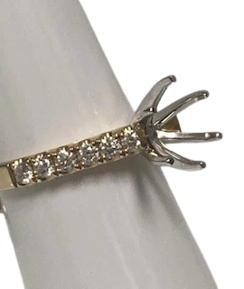 14KY Solitaire & Prong-Set Diamond Semi-Mount Bridal Ring Set