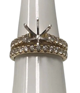 14KY Solitaire & Prong-Set Diamond Semi-Mount Bridal Ring Set