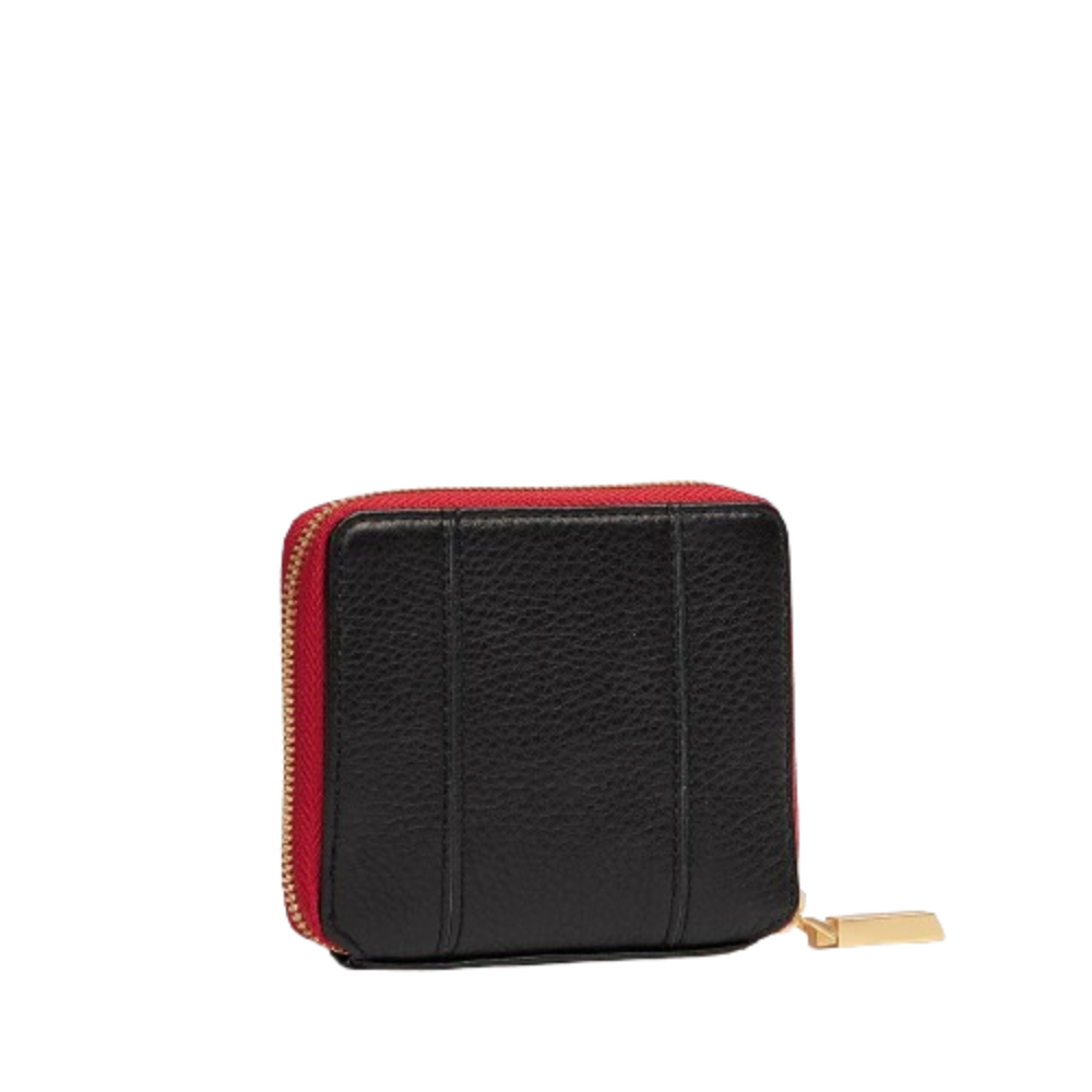 Load image into Gallery viewer, 5 NORTH Compact Wallet in Black/ Gold with Red Zip
