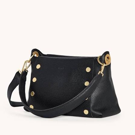 Bryant Med Handbag in Black/ Brushed gold with Red Zip