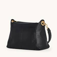 Bryant Med Handbag in Black/ Brushed gold with Red Zip