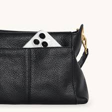 Bryant Med Handbag in Black/ Brushed gold with Red Zip