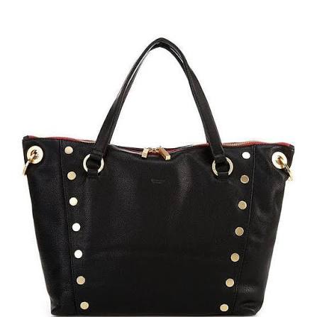 Daniel Lrg Handbag in Black/Brushed Gold with Red Zip