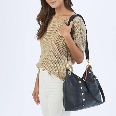 Daniel Lrg Handbag in Black/Brushed Gold with Red Zip